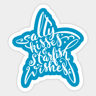 White Salty Kisses & Starfish Wishes Hand Drawn Sticker